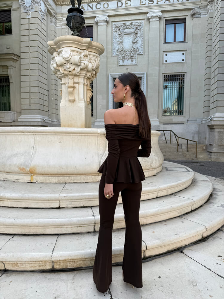 Conjunto Negro Crespón Top Palabra Honor