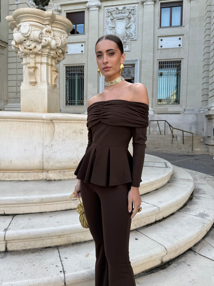 Conjunto Negro Crespón Estilo Para Eventos