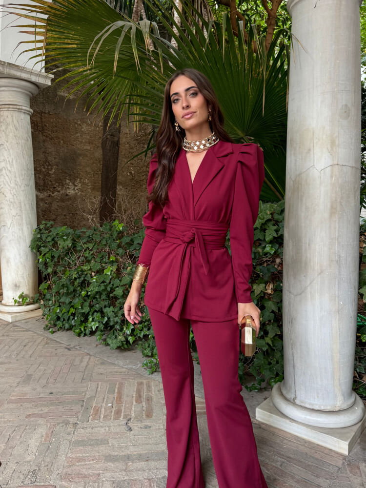 Conjunto Vino En Crespón Elástico