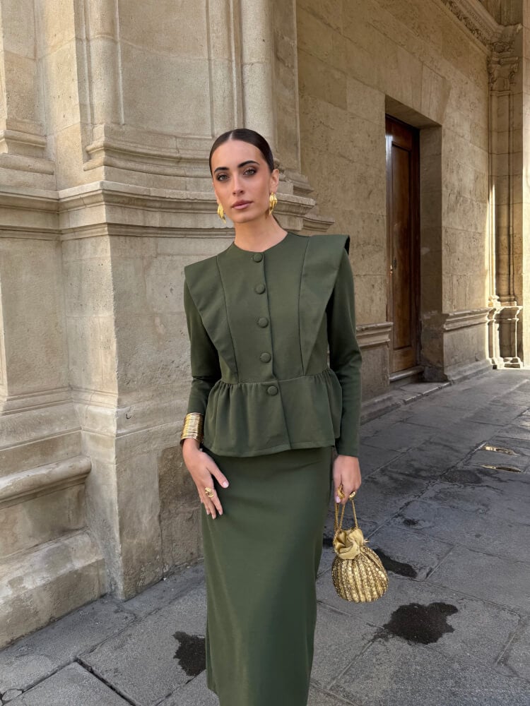 Conjunto Oliva Chaqueta Estructurada