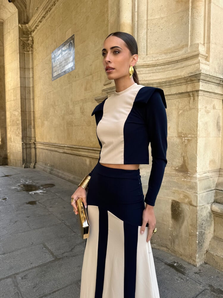 Conjunto Crespón Fluido Top y Falda