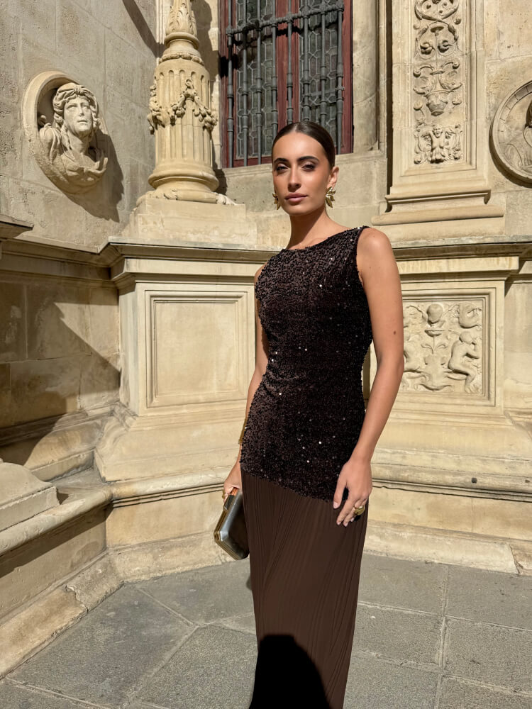 Vestido Gasa Plisada Movimiento