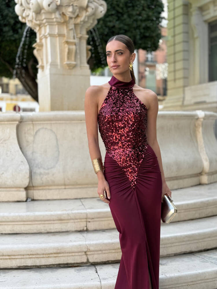 Vestido Fiesta Licra Fría Negro Con Abertura