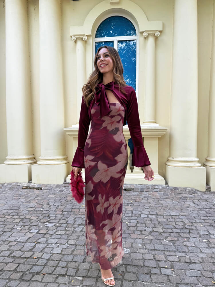 Vestido Vino Corte Cómodo Ligero