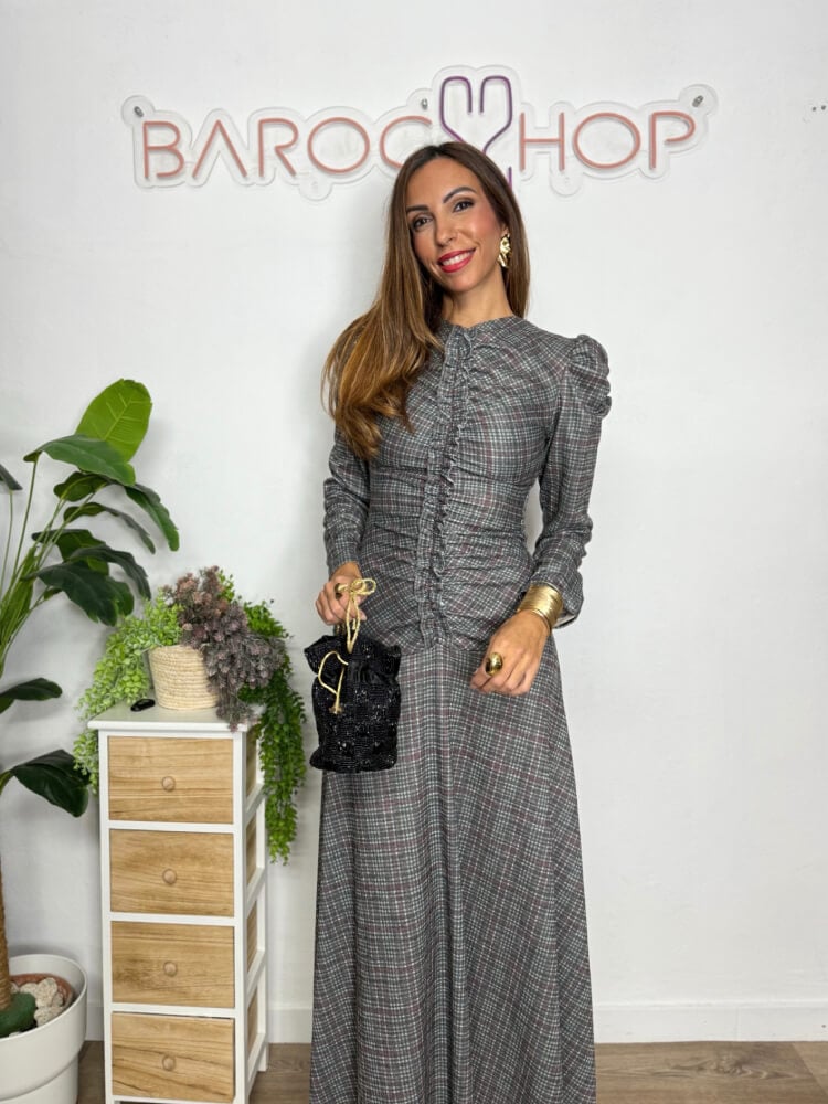 Vestido Gris Paño Elástico