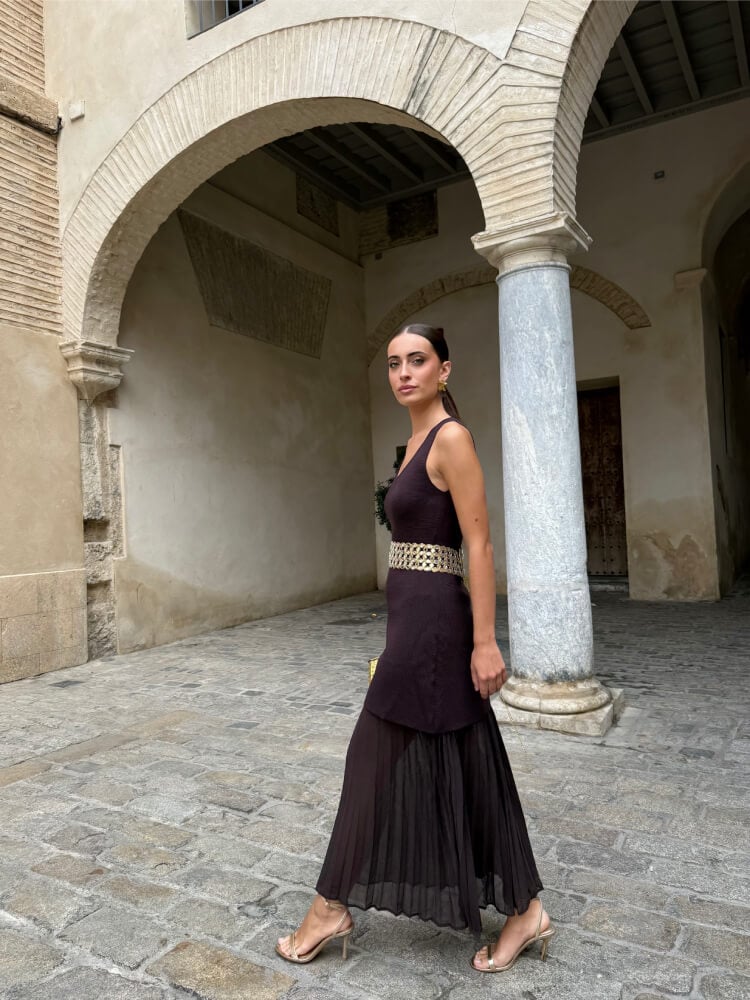 Vestido Marrón Punto Suave