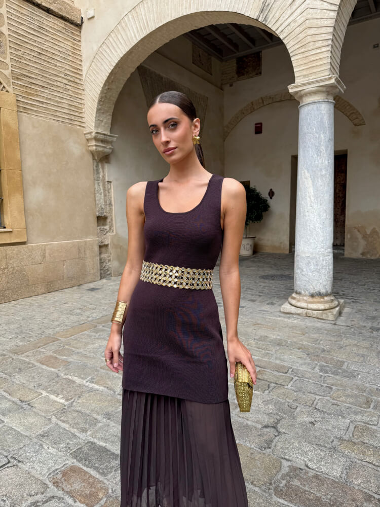 Vestido Marrón Estilo Elegante